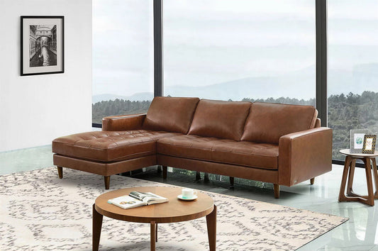Top-Grain Leather Sectional L-Shaped Sofa Couch Chaise Living Room Furniture Set