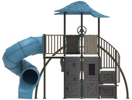 Giant Castle Playground Swing Set Playset Tube Slide Rock Climbing Wall Trapeze