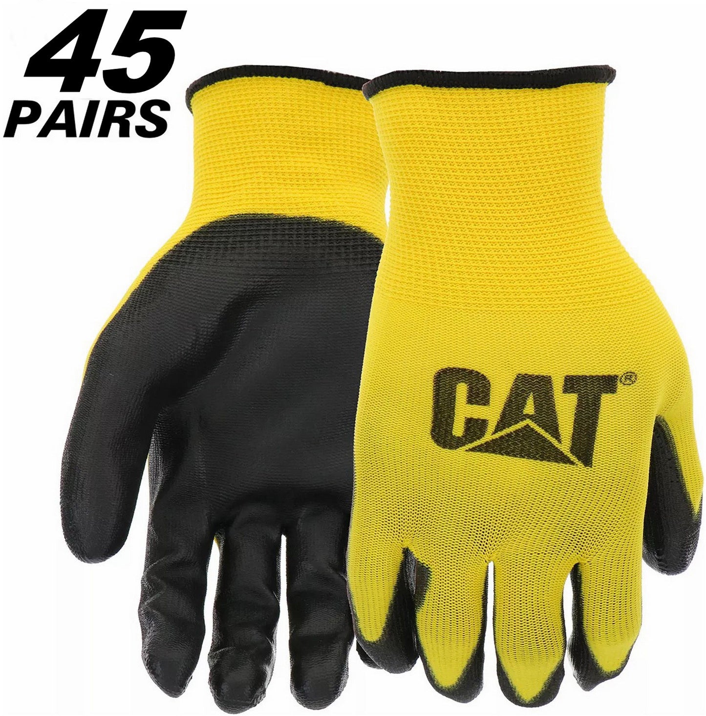 CAT PU Coated Palm Work Gloves 15 Pairs Breathable Mesh Multipurpose Grip