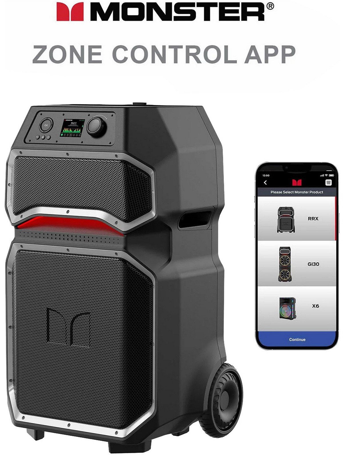 Monster Rockin Roller X Portable Bluetooth Speaker w/ Microphone Indoor Outdoor