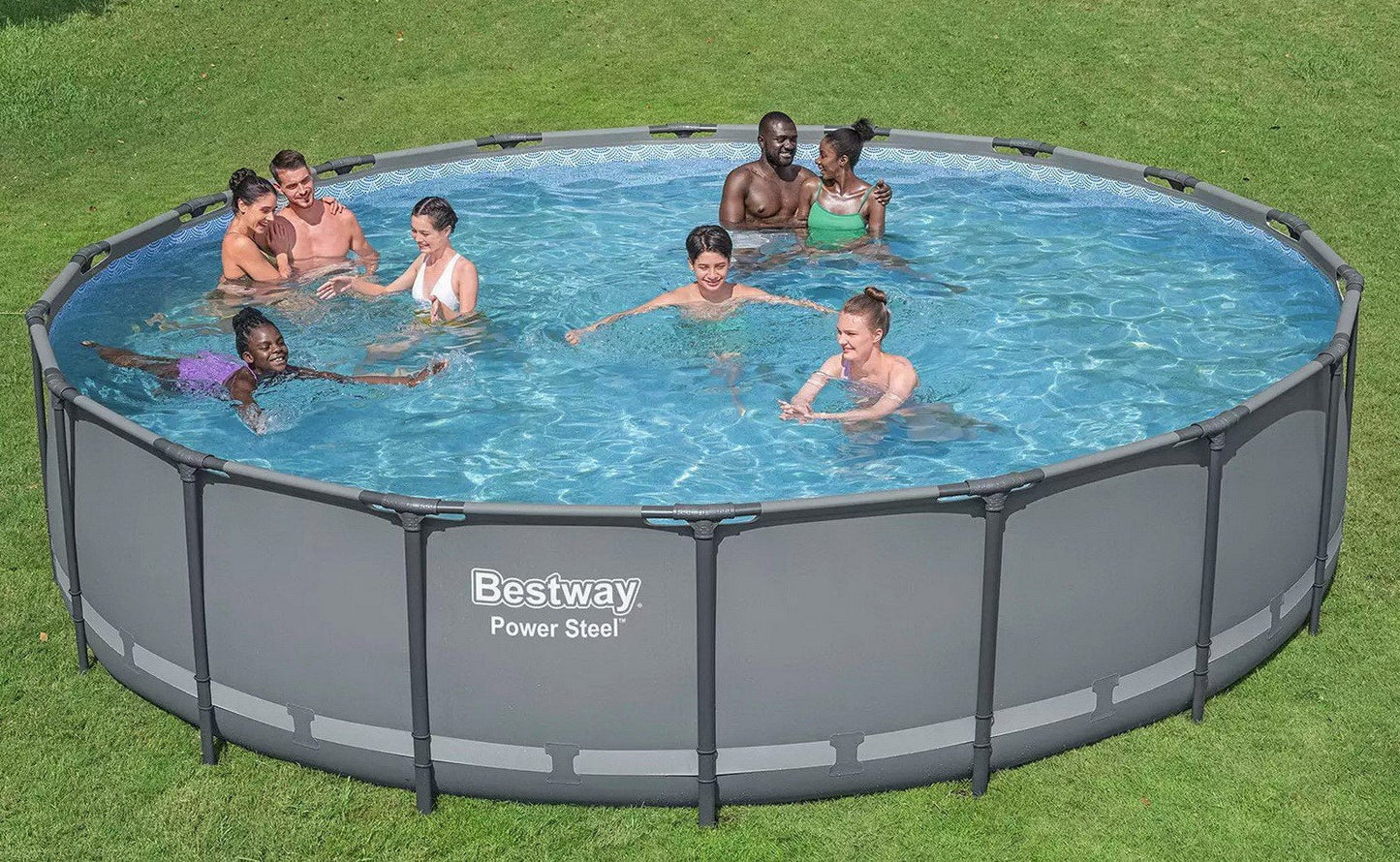 Bestway Large 18' x 48" Above Ground Pool Set Ladder Filter Pump Cover