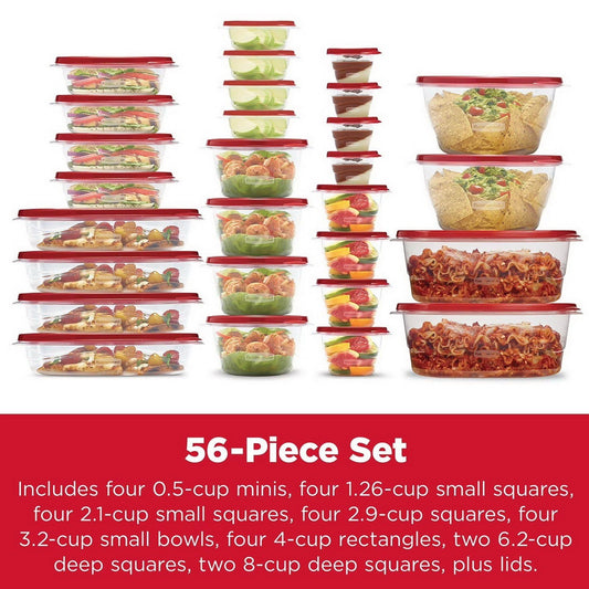 Rubbermaid 56 Piece Food Storage Containers Set Plastic TakeAlongs