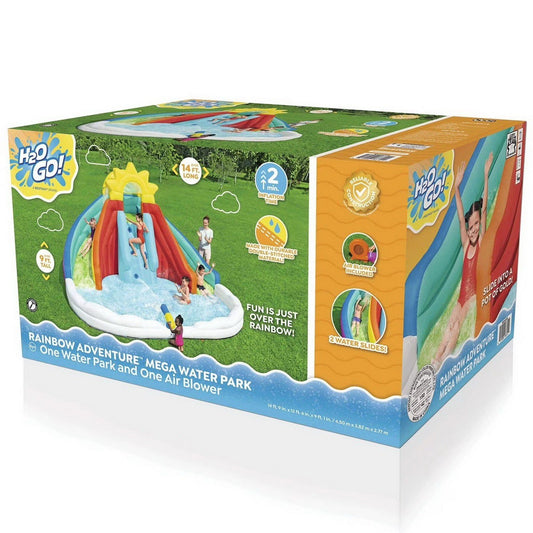 H2OGO! Huge Inflatable Water Park Splash Pool 2 Lane Slide Spray Blaster