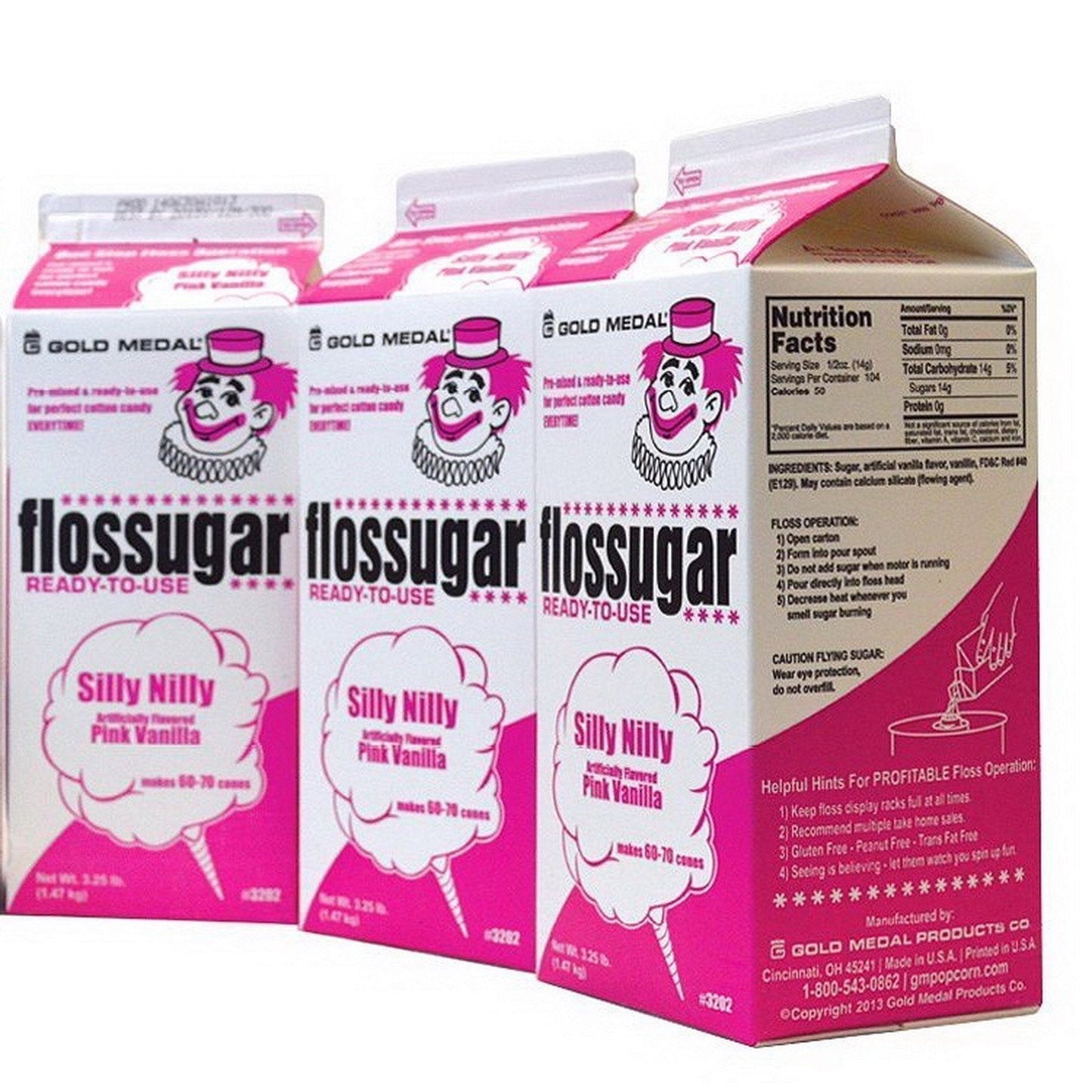 Cotton Candy Floss Sugar 6 Carton Pack Pink & Blue Gold Medal Flosssugar