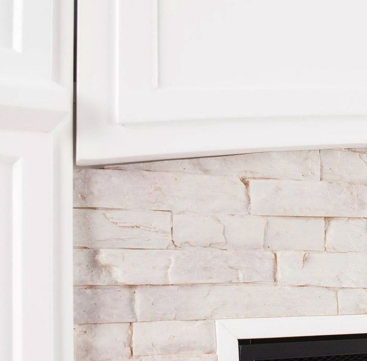 Electric Fireplace 1500 Watt Heater with Logs Mantel Stone Surround Hidden Shelf