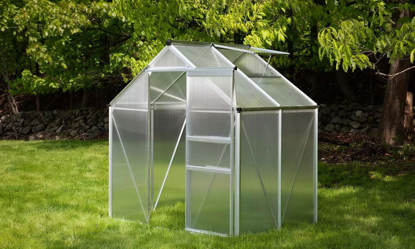 Walk-In 6' x 4' Greenhouse Aluminum with Sliding Door Roof Vent