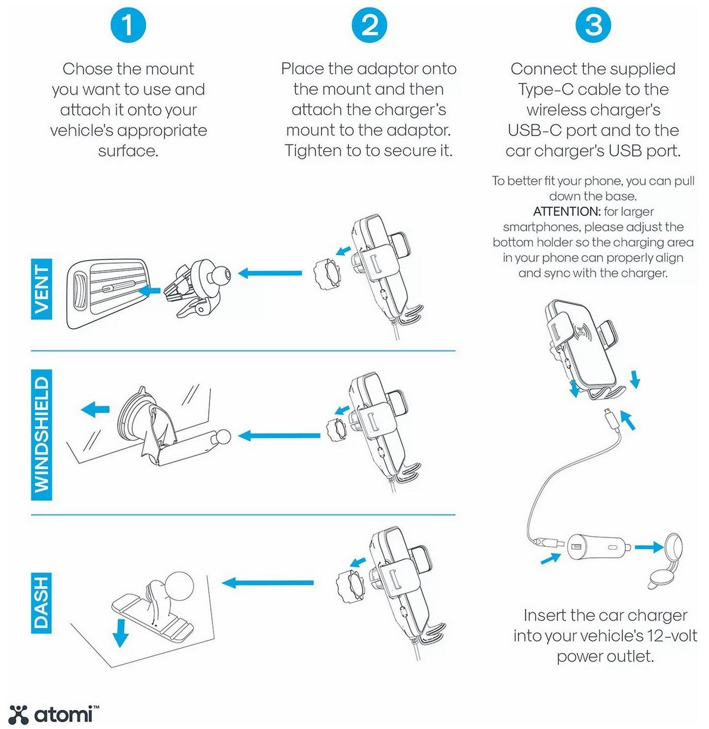 Atomi Qi Wireless Car Charger