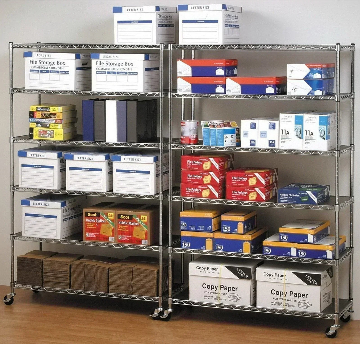 6 Shelf Wire Shelving Metal Storage Rack Heavy Duty Chrome Plated Steel