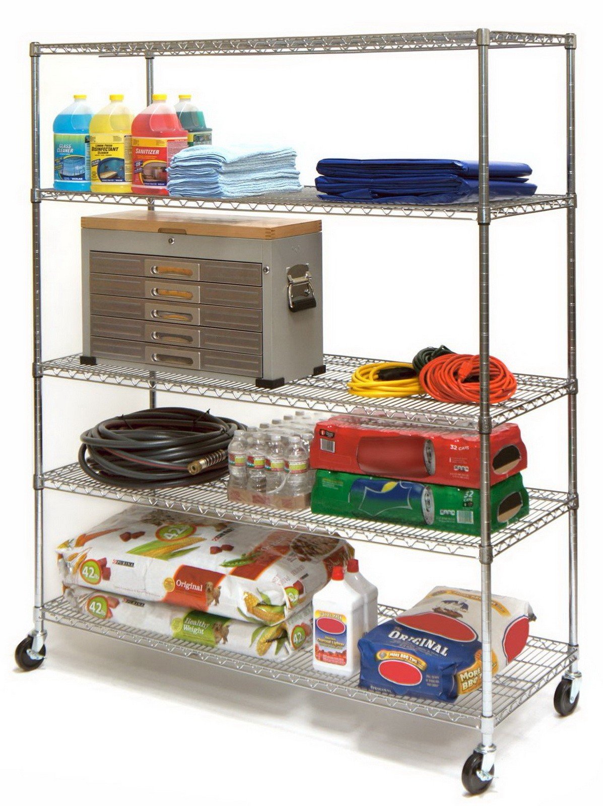 Large 5 Tier Steel Shelving Unit Storage Rack 60" x 24" x 72" Metal Shelves