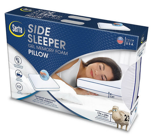 Serta Memory Foam Pillow Side Sleeper Bed Gel Pillow 17" x 23"