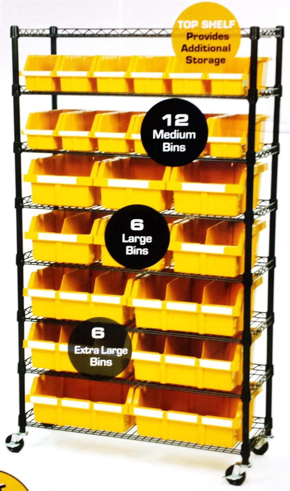 8 Shelf 24 Bin Portable Commercial Storage Rack Shelving Unit Wire Shelves