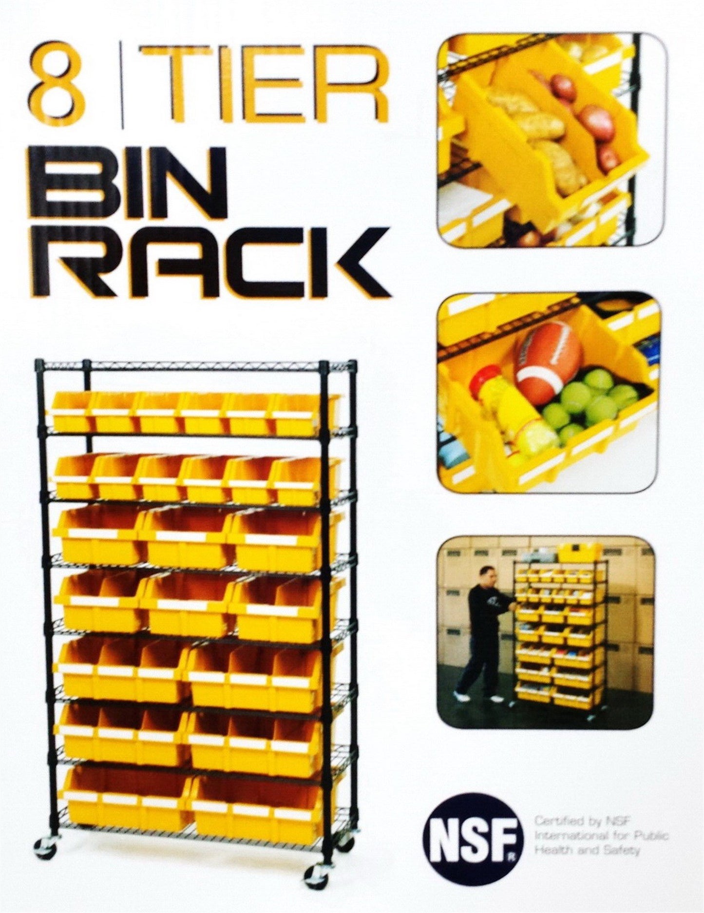 8 Shelf 24 Bin Portable Commercial Storage Rack Shelving Unit Wire Shelves