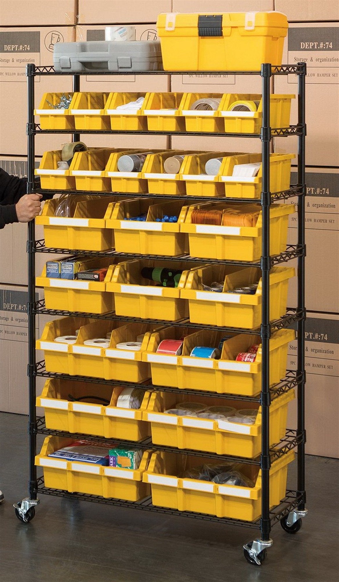 8 Shelf 24 Bin Portable Commercial Storage Rack Shelving Unit Wire Shelves