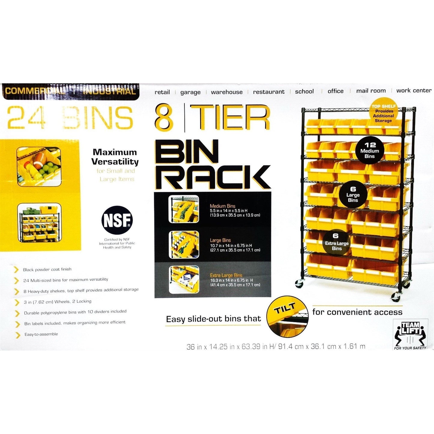 8 Shelf 24 Bin Portable Commercial Storage Rack Shelving Unit Wire Shelves