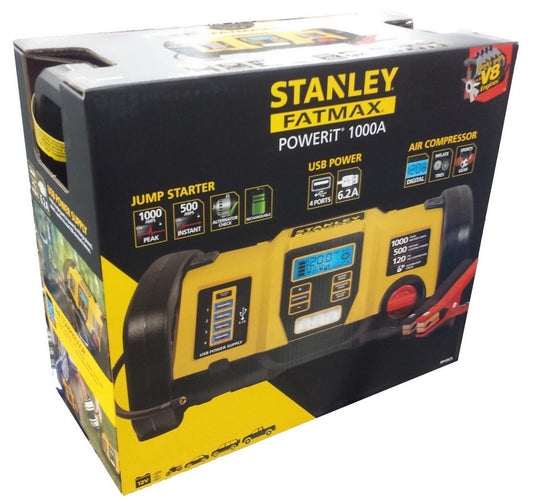 Stanley Fatmax Power Station 12V Jump Starter USB Charger Air Pump 1000 Peak Amp