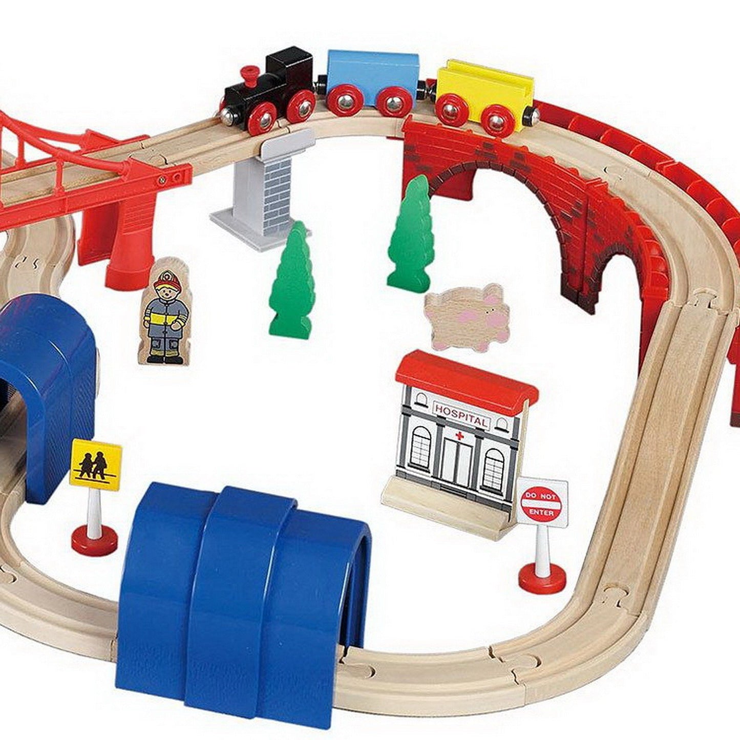 Wooden Toy Train Set Wood Track Fits Thomas Brio Wooden 60 pc Play Set