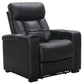 Reclining Home Theater Chair Black Bonded Leather Recliner Cup Holder Tray Table