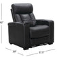 Reclining Home Theater Chair Black Bonded Leather Recliner Cup Holder Tray Table