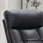 Reclining Home Theater Chair Black Bonded Leather Recliner Cup Holder Tray Table