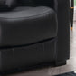 Reclining Home Theater Chair Black Bonded Leather Recliner Cup Holder Tray Table