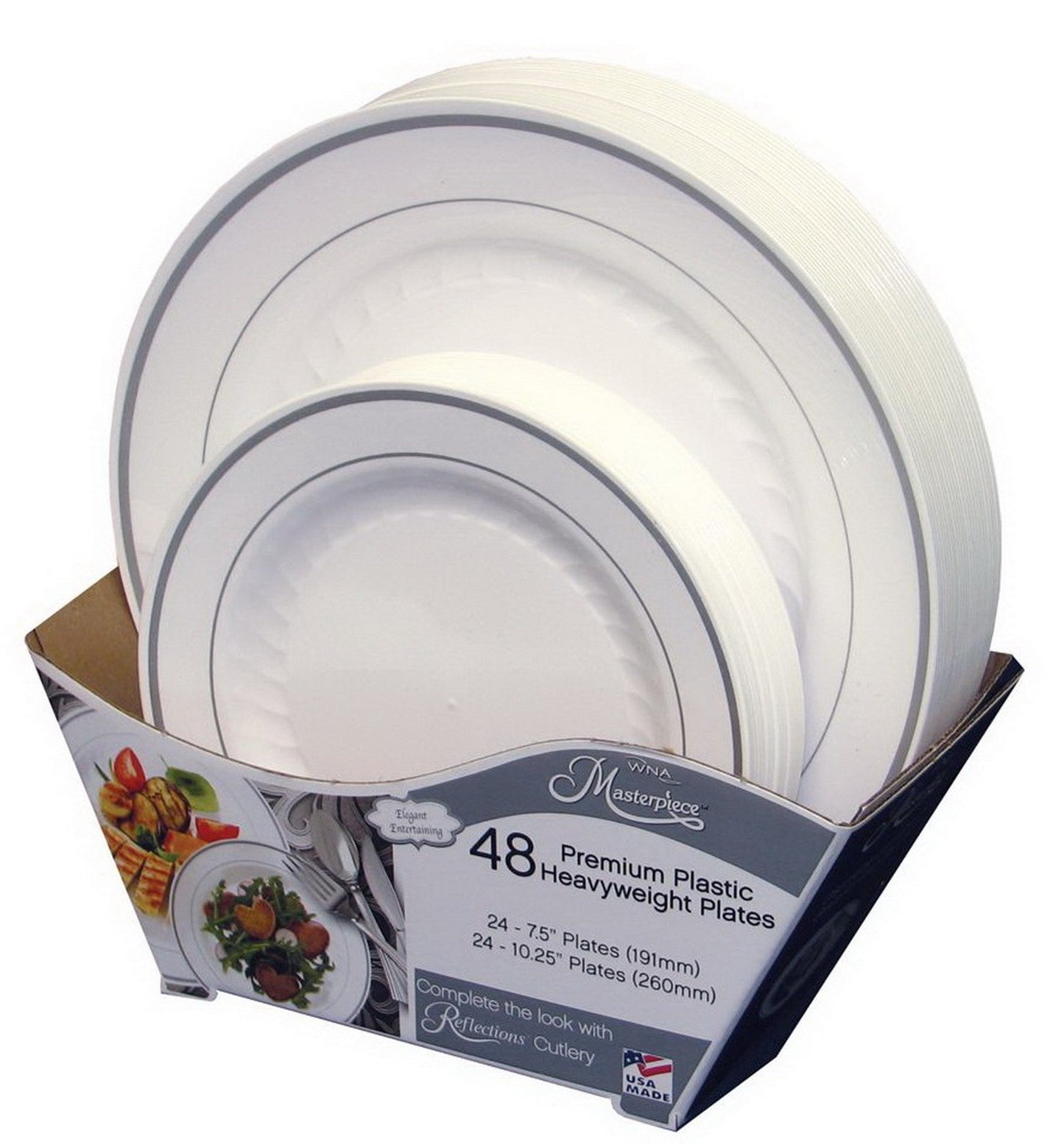 96 New Premium Plastic Plates Two 48 Packs 7.5" and 10.25" Disposable Picnic