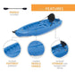 Two 8' Adult Kayaks with Paddles and Backrest Blue 2 pack HDPE Plastic Lifetime