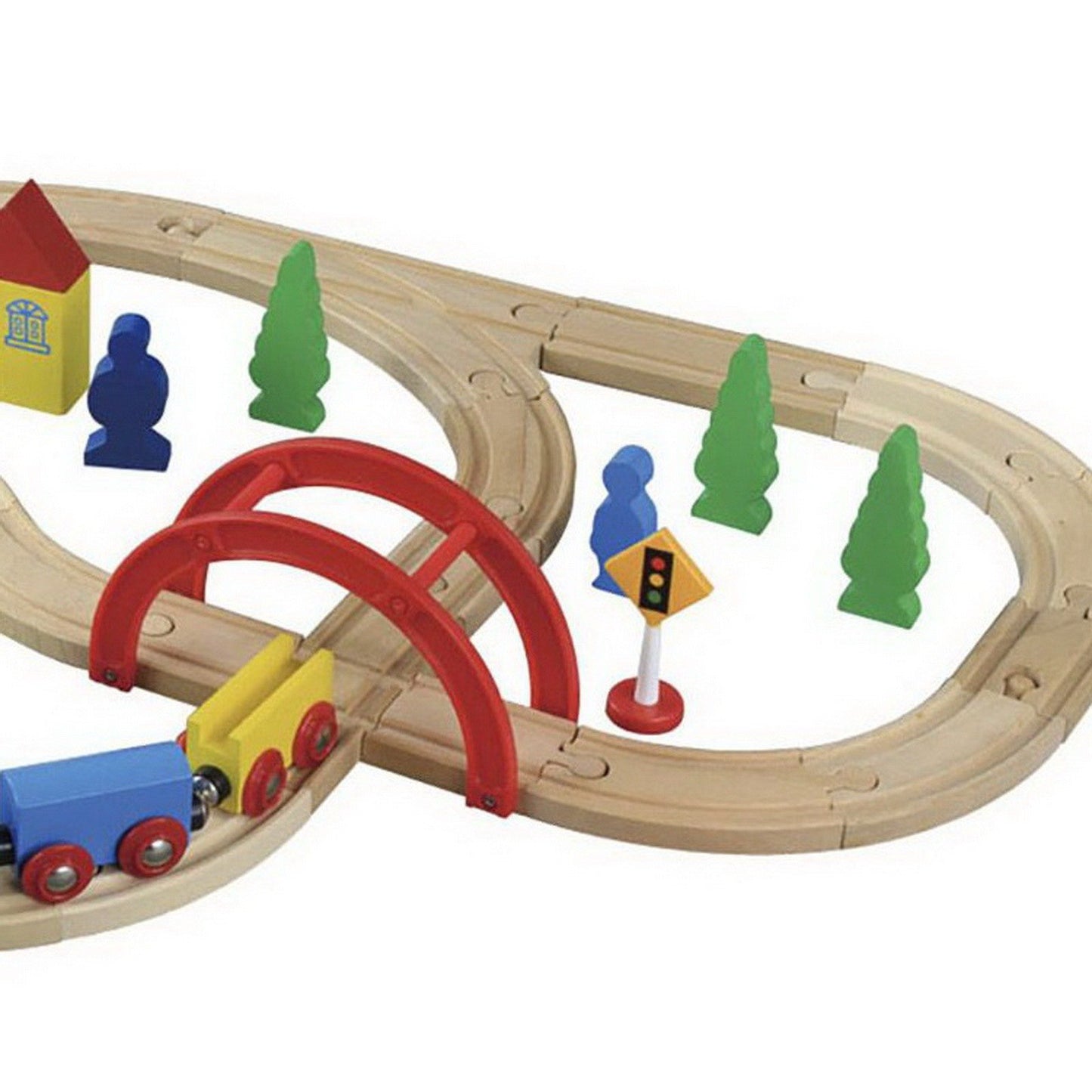 Wooden Toy Train Set Hardwood 40 pc Train Set Wood Brio Thomas Compatible