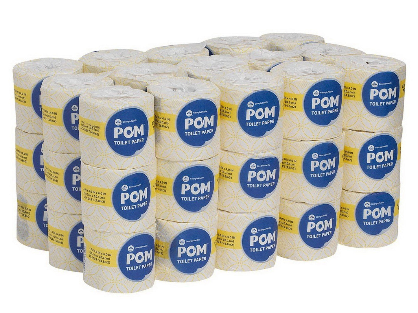 POM Toilet Paper Bath Tissue 45 Rolls 2 Ply 473 4" x 4" sheets
