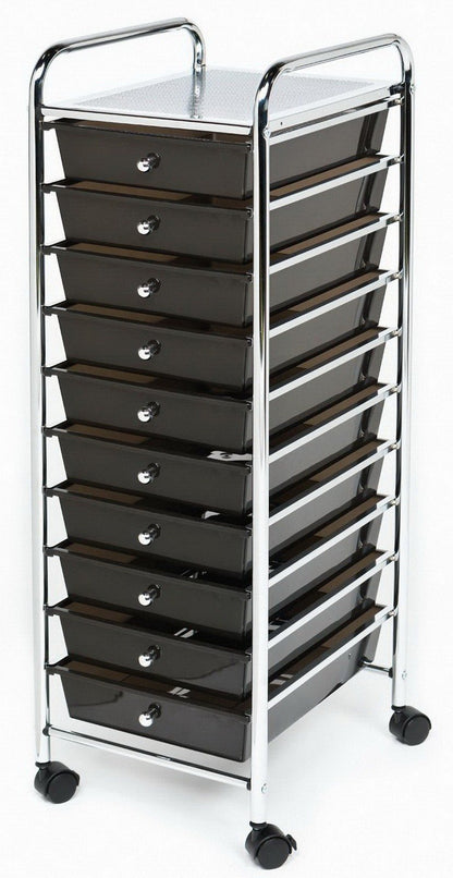 10 Drawer Rolling Scrapbook Paper Storage Organizer Cart Office School Tools
