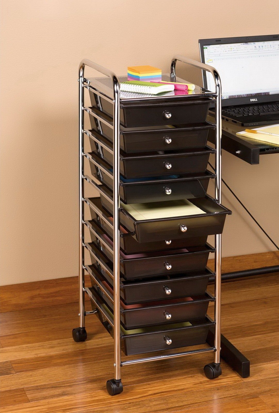 10 Drawer Rolling Scrapbook Paper Storage Organizer Cart Office School Tools