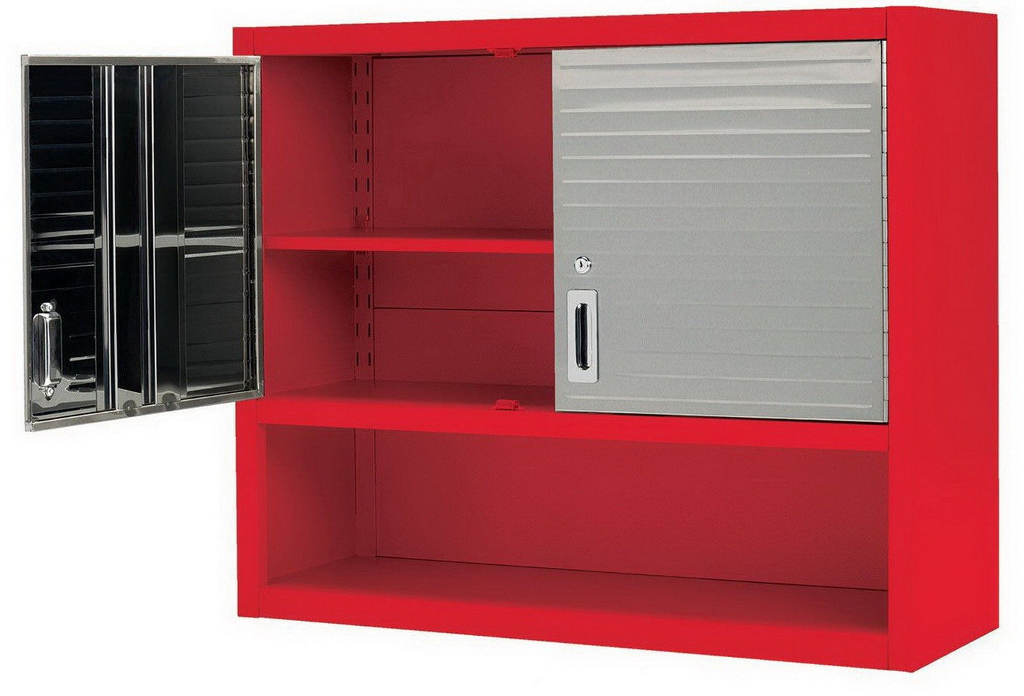 Metal Locking Wall Cabinet Tool Shop Garage Storage Shelf Heavy-Duty Steel