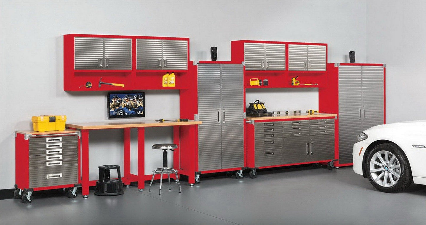 Metal Locking Wall Cabinet Tool Shop Garage Storage Shelf Heavy-Duty Steel