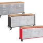 11 Drawer Tool Storage Chest Cabinet Wood Top Workbench Mobile Rolling 2 Door