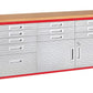 11 Drawer Tool Storage Chest Cabinet Wood Top Workbench Mobile Rolling 2 Door