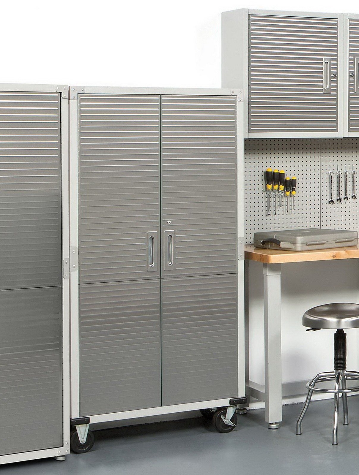 UltraHD Steel Storage Cabinet with Wheels Stainless Doors 72 x 36 x 18 Rolling