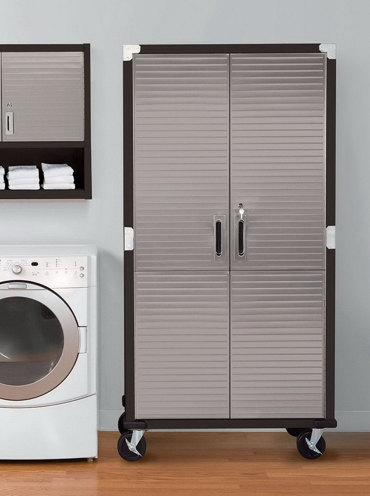 UltraHD Steel Storage Cabinet with Wheels Stainless Doors 72 x 36 x 18 Rolling