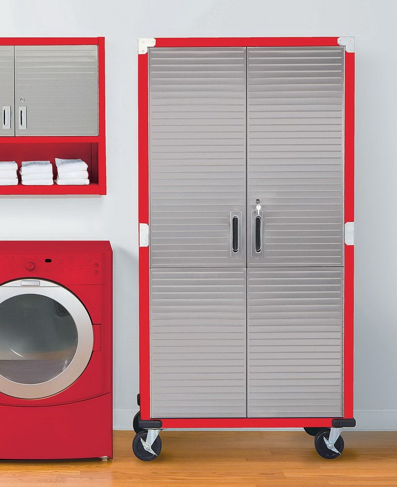 UltraHD Steel Storage Cabinet with Wheels Stainless Doors 72 x 36 x 18 Rolling