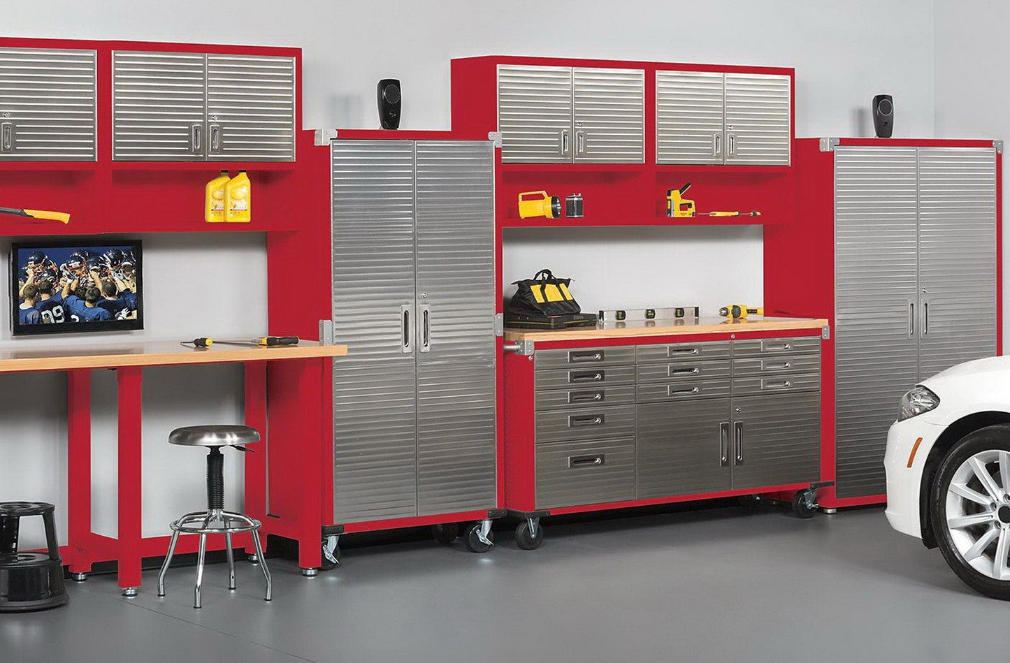 UltraHD Steel Storage Cabinet with Wheels Stainless Doors 72 x 36 x 18 Rolling