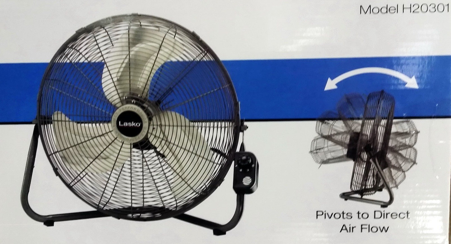 Lasko 20" Floor Fan Portable 3 Speed with Tilt and Wall Mount Bracket