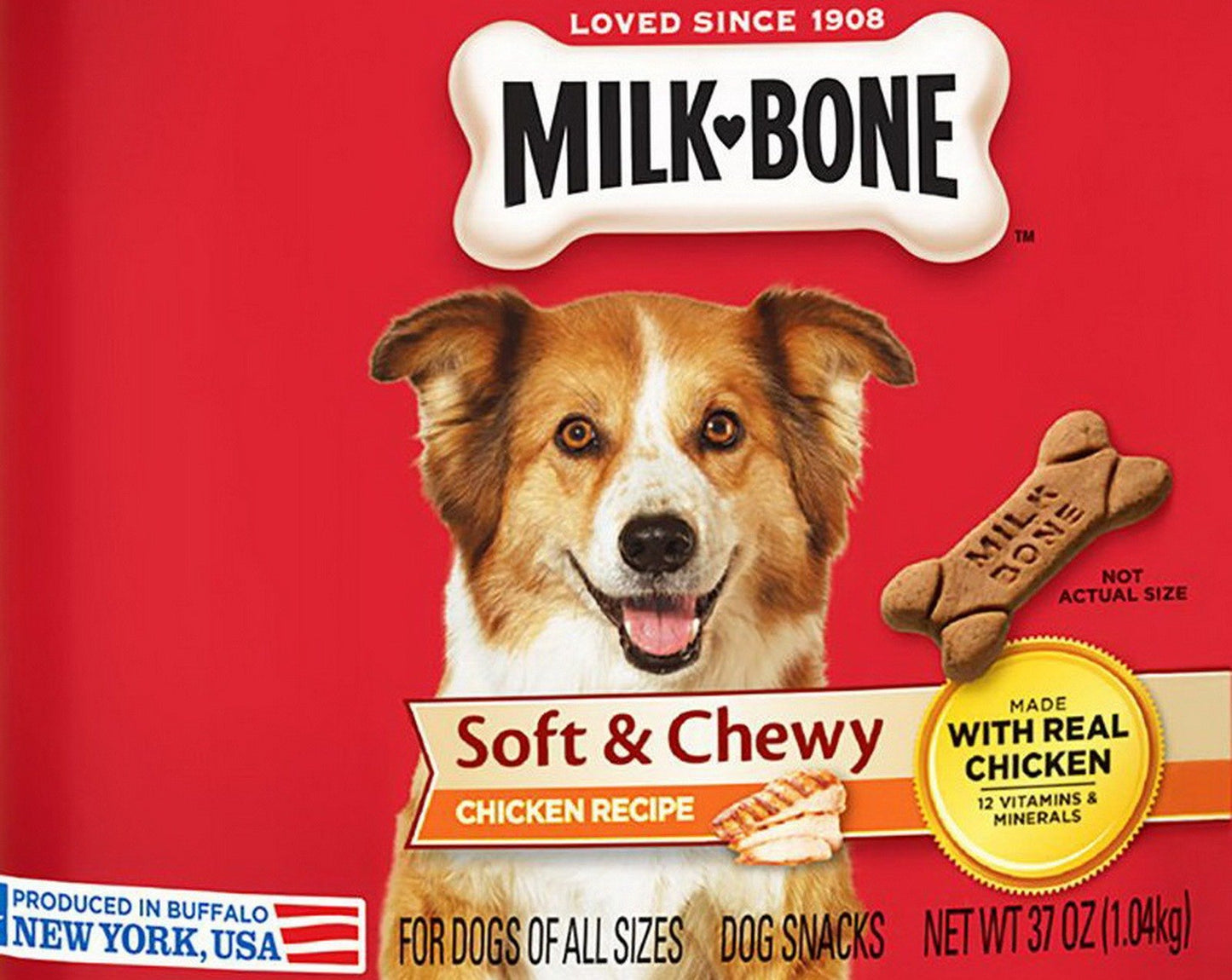 Milk Bone Dog Treats Soft & Chewy Chicken or Beef Recipe Snack 2 Pack 37 oz Jars