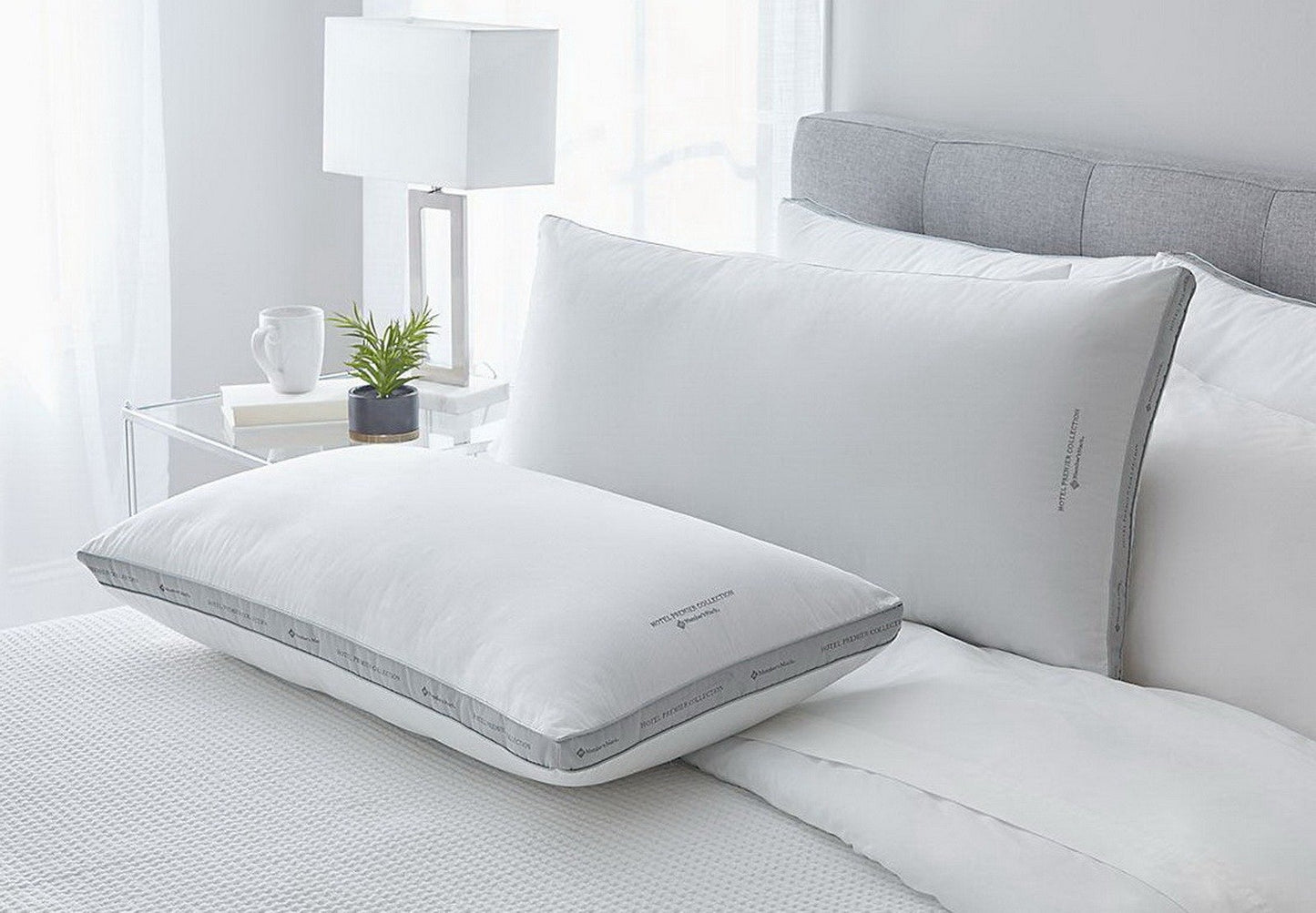 King Queen Size Bed Pillow 2 Pack 500 Thread Count Cotton Down Alternative Fill