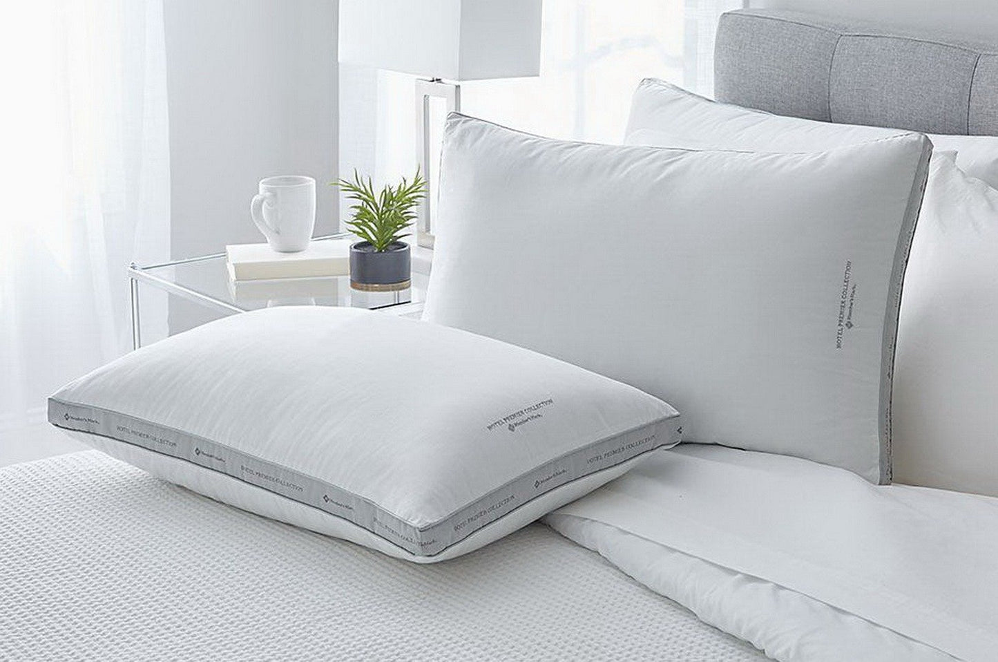 King Queen Size Bed Pillow 2 Pack 500 Thread Count Cotton Down Alternative Fill