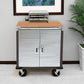 Rolling Tool Chest Stainless Steel 2 Door Metal Storage Cabinet Wood Top