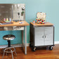 Rolling Tool Chest Stainless Steel 2 Door Metal Storage Cabinet Wood Top