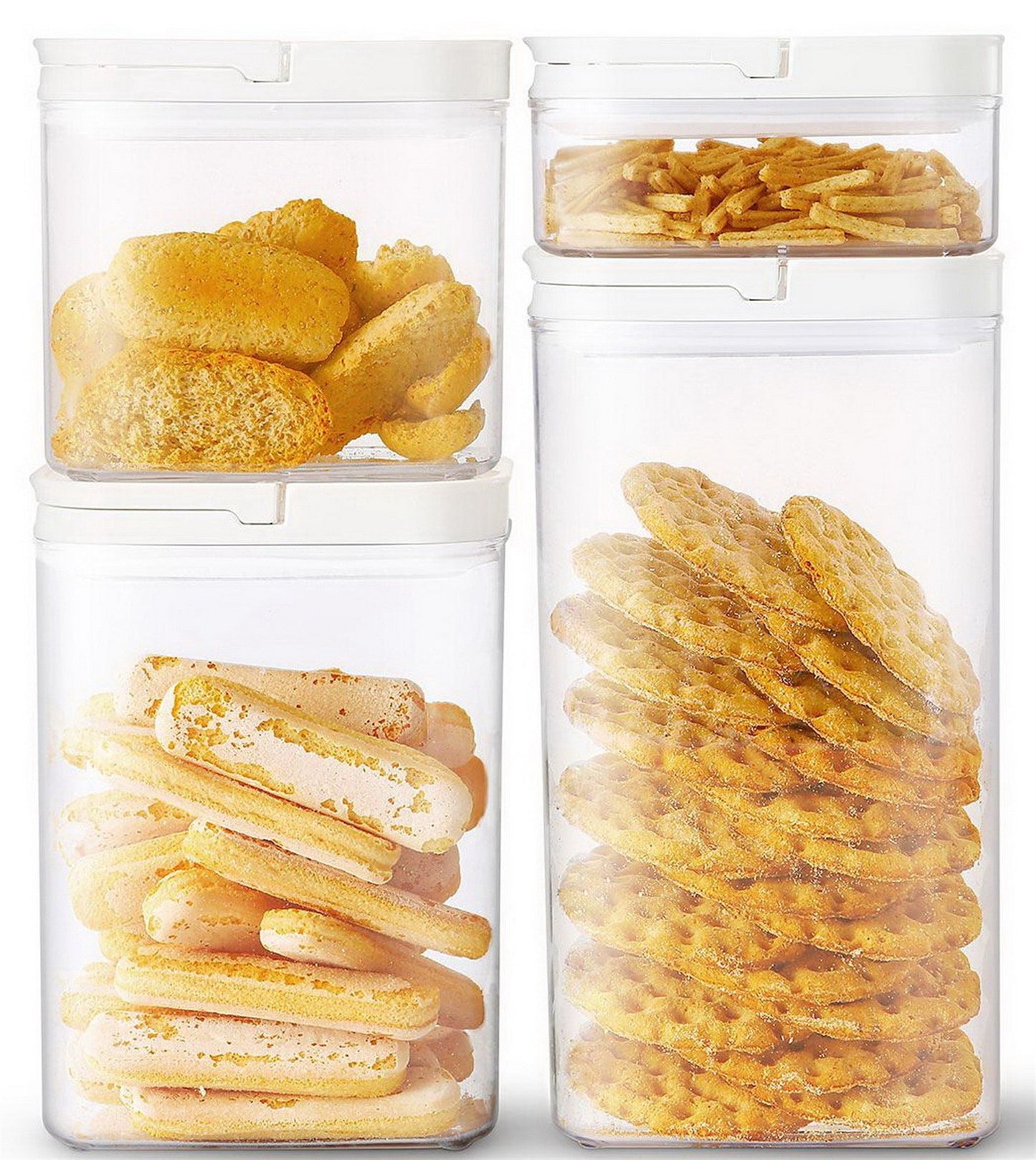 Flip Lock Food Storage Containers 8 Piece Set Airtight Lids Clear Plastic