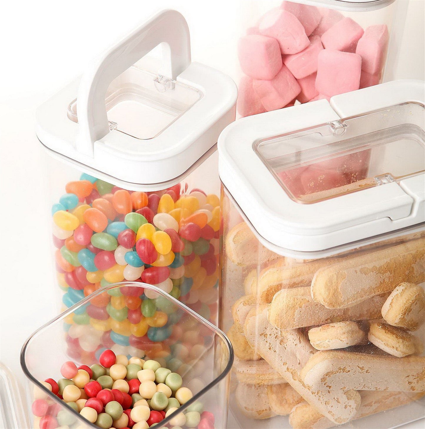 Flip Lock Food Storage Containers 8 Piece Set Airtight Lids Clear Plastic