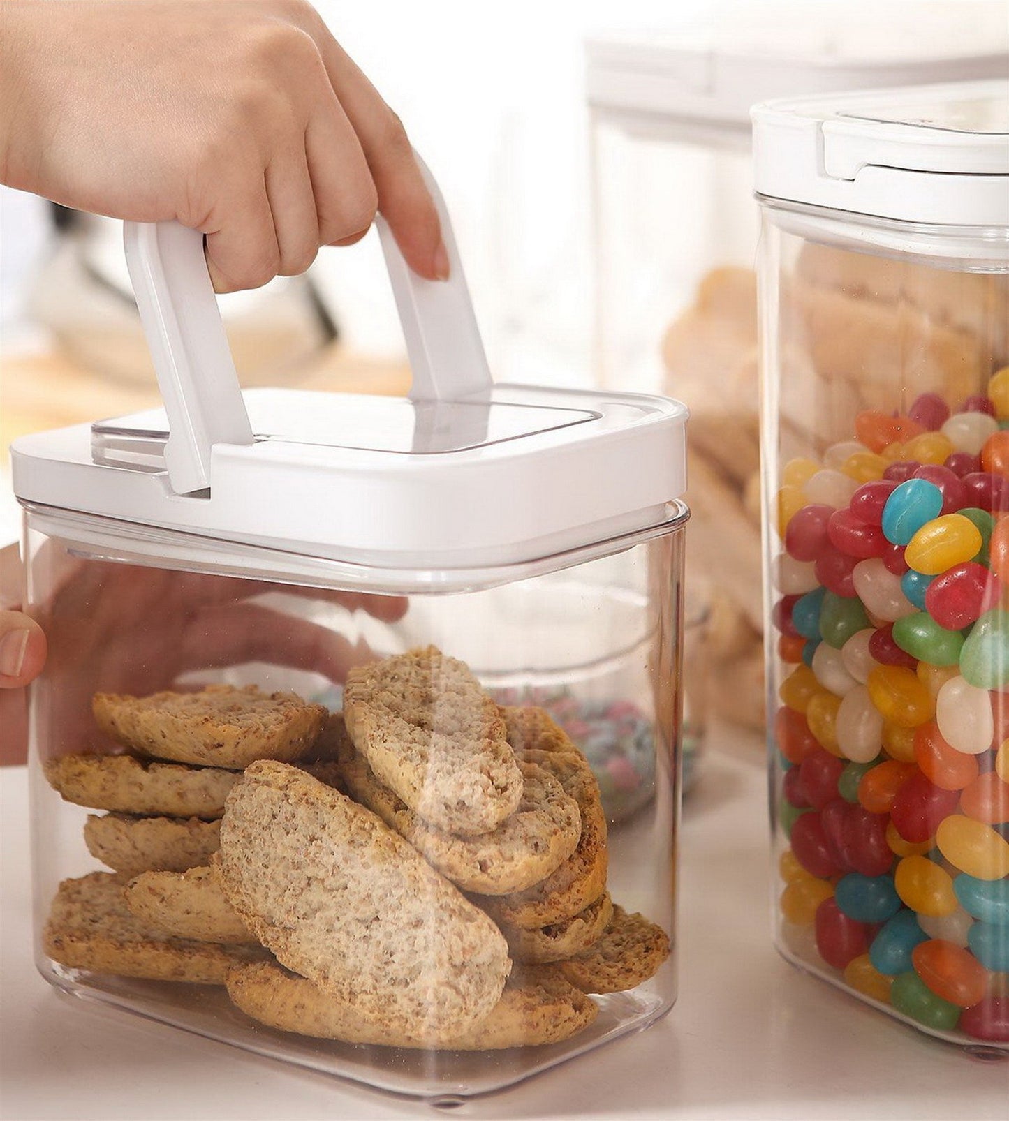 Flip Lock Food Storage Containers 8 Piece Set Airtight Lids Clear Plastic