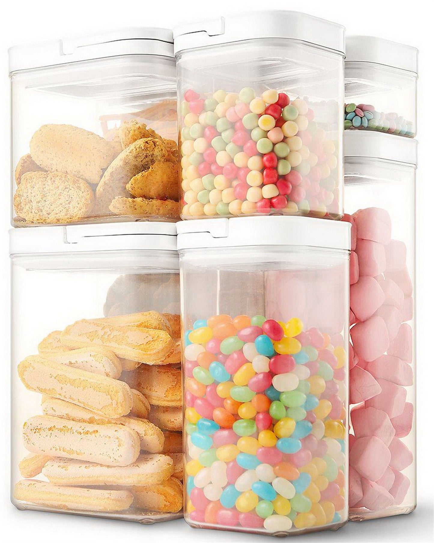 Flip Lock Food Storage Containers 8 Piece Set Airtight Lids Clear Plastic