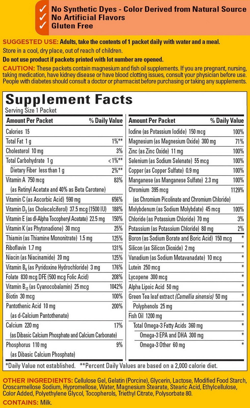 Nature Made Diabetic Health Pack 60 Packets Daily Multi Vitamin Supplement