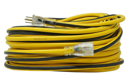 100' Outdoor Extension Cord Lighted Ends Yellow Jacket 15 Amp